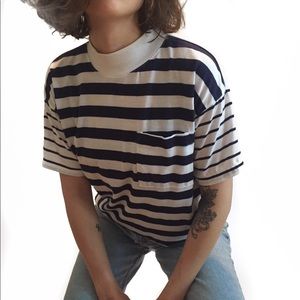 Vintage Striped mock neck tee